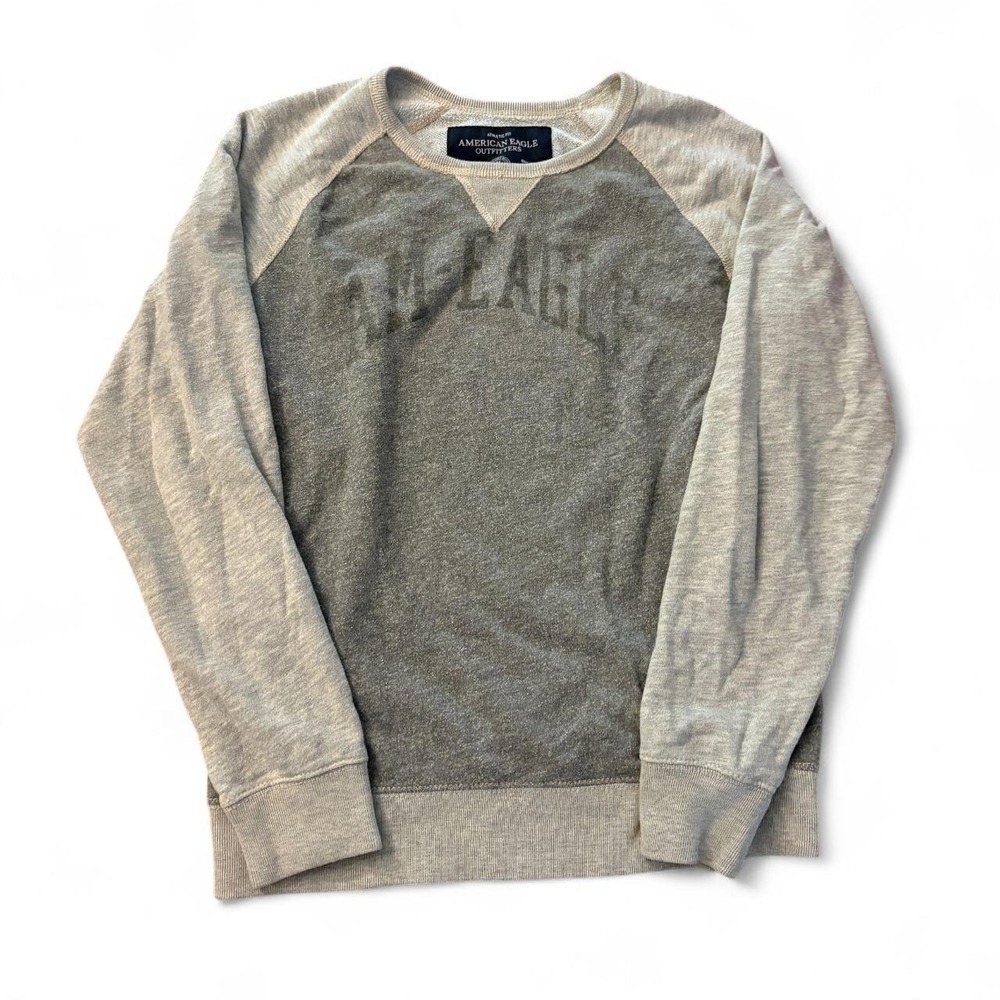 American Eagle Outfitters Gray Raglan Crewneck Sweatshirt Womens Medium